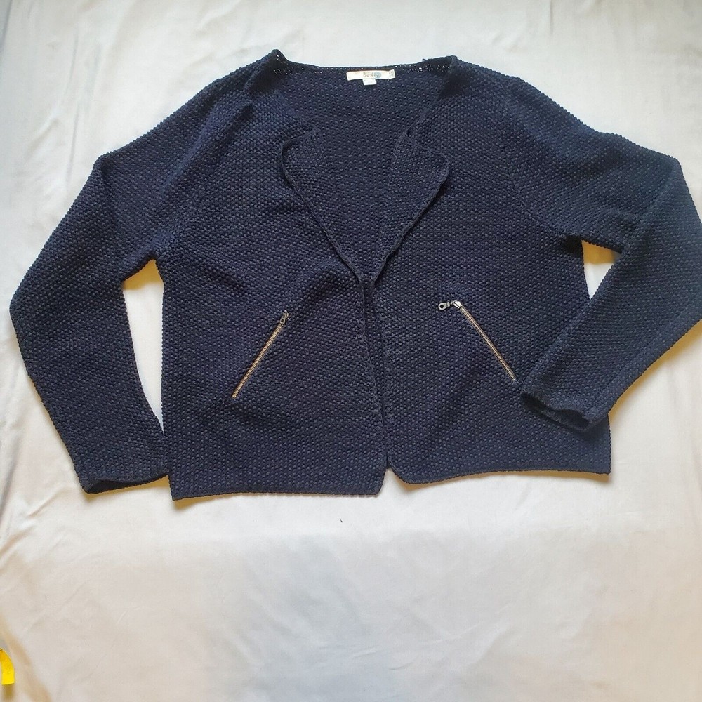 Boden Soho Knitted Blue Open Jacket US14 Women's Tweed Blazer